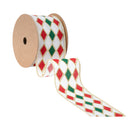 2 1/2" Wired Ribbon | Red and Green Diamond Glitter | 10 Yard Spool