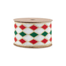 2 1/2" Wired Ribbon | Red and Green Diamond Glitter | 10 Yard Spool