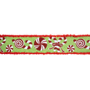 2 1/2" Wired Ribbon | Candy Cane with Red Fuzzy Edge | 10 Yard Roll