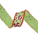 2 1/2" Wired Ribbon | Candy Cane with Red Fuzzy Edge | 10 Yard Roll