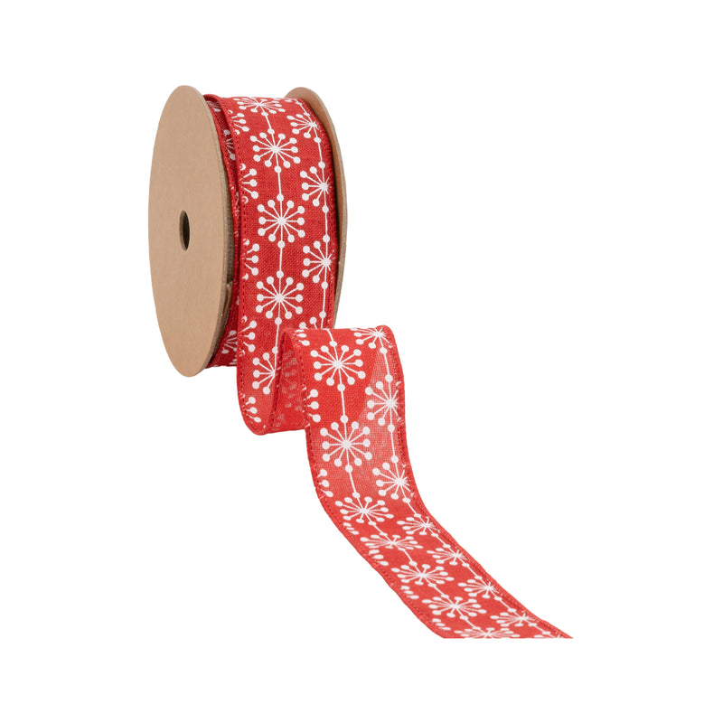 1 1/2" Wired Ribbon | Red Starburst | 10 Yard Roll