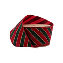2 1/2" Wired Ribbon | Green Stripes on Red w Red Back | 10 Yard Roll
