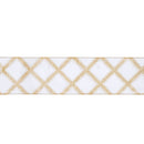 2 1/2" Wired Ribbon | Gold Glitter Diamonds on Ivory | 10 Yard Roll