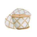 2 1/2" Wired Ribbon | Gold Glitter Diamonds on Ivory | 10 Yard Roll