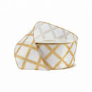 2 1/2" Wired Ribbon | Gold Glitter Diamonds on Ivory | 50 Yard Roll