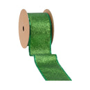 2 1/2" Wired Ribbon | Green Glitter | 10 Yard Roll