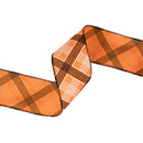 2 1/2" Wired Ribbon | Black/White Bias Plaid on Orange | 10 Yard Roll