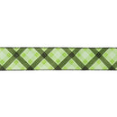 2 1/2" Wired Ribbon | Black/White Bias Plaid on Green | 10 Yard Roll