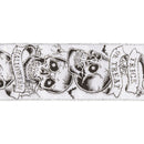 2 1/2" Wired Ribbon | Trick or Treat Skulls on White | 10 Yard Roll