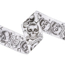 2 1/2" Wired Ribbon | Trick or Treat Skulls on White | 10 Yard Roll