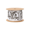 2 1/2" Wired Ribbon | Trick or Treat Skulls on White | 10 Yard Roll