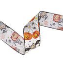 2 1/2" Wired Ribbon | Halloween Friends on White | 10 Yard Roll