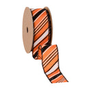 1 1/2" Wired Ribbon | Candy Stripe on Orange | 10 Yard Roll