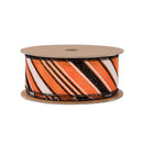 1 1/2" Wired Ribbon | Candy Stripe on Orange | 10 Yard Roll