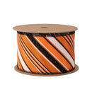 2 1/2" Wired Ribbon | Candy Stripe on Orange | 10 Yard Roll
