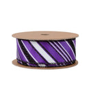 1 1/2" Wired Ribbon | Candy Stripe on Purple | 10 Yard Roll