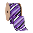 2 1/2" Wired Ribbon | Candy Stripe on Purple | 10 Yard Roll