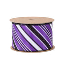 2 1/2" Wired Ribbon | Candy Stripe on Purple | 10 Yard Roll