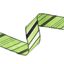 1 1/2" Wired Ribbon | Candy Stripe on Green | 10 Yard Roll