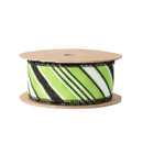 1 1/2" Wired Ribbon | Candy Stripe on Green | 10 Yard Roll
