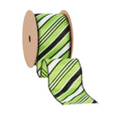 2 1/2" Wired Ribbon | Candy Stripe on Green | 10 Yard Roll