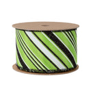 2 1/2" Wired Ribbon | Candy Stripe on Green | 10 Yard Roll