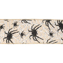 2 1/2" Wired Ribbon | Black Spider on White Web | 10 Yard Roll