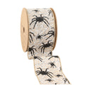 2 1/2" Wired Ribbon | Black Spider on White Web | 10 Yard Roll