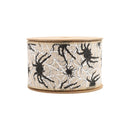 2 1/2" Wired Ribbon | Black Spider on White Web | 10 Yard Roll