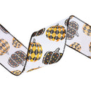 2 1/2" Wired Ribbon | Black/Orange Pumpkin on White | 10 Yard Roll