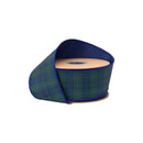 2 1/2" Wired Dupioni Ribbon | Blue/Green Classic Plaid w/ Blue Backing | 10 Yard Roll