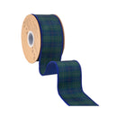 2 1/2" Wired Dupioni Ribbon | Blue/Green Classic Plaid w/ Blue Backing | 10 Yard Roll