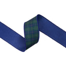 2 1/2" Wired Dupioni Ribbon | Blue/Green Classic Plaid w/ Blue Backing | 10 Yard Roll