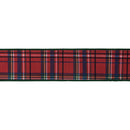 2 1/2" Wired Dupioni Ribbon | Red Traditional Plaid w/ Green Backing | 10 Yard Roll
