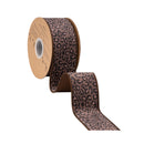 2 1/2" Wired Ribbon | Animal Print on Brown w/ Brown Backing | 10 Yard Roll
