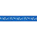 1 1/2" Wired Dupioni Ribbon | White Vine on Blue w/ White Backing | 10 Yard Roll