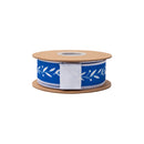 1 1/2" Wired Dupioni Ribbon | White Vine on Blue w/ White Backing | 10 Yard Roll