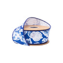 2 1/2" Wired Dupioni Ribbon | Christmas Icons on Blue w/ White Backing | 10 Yard Roll