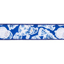 2 1/2" Wired Dupioni Ribbon | Christmas Icons on Blue w/ White Backing | 10 Yard Roll
