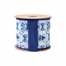 4" Wired Dupioni Ribbon | Christmas Icons and Bows w/Blue Backing | 10 Yard Roll