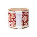 4" Wired Dupioni Ribbon | Gingerbread Houses on Red w/ White Backing | 10 Yard Roll