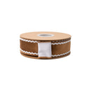 1 1/2" Wired Velvet Ribbon | Gingerbread w/ White Backing | 10 Yard Roll