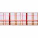 4" Wired Dupioni Ribbon | Gingerbread Plaid w/ White Backing | 10 Yard Roll