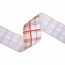 4" Wired Dupioni Ribbon | Gingerbread Plaid w/ White Backing | 10 Yard Roll