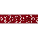 2 1/2" Wired Cotton Linen Fabric Ribbon | Printed Gingerbread on Red | 10 Yard Roll