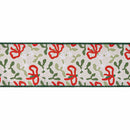 4" Wired Dupioni Ribbon | Mistletoe and Bows w/ Green Backing | 10 Yard Roll
