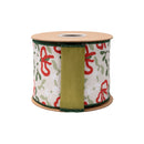 4" Wired Dupioni Ribbon | Mistletoe and Bows w/ Green Backing | 10 Yard Roll