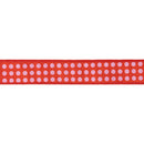1 1/2" Wired Dupioni Ribbon | Red and Pink Polka Dots w/ Red Backing | 10 Yard Roll