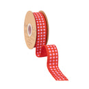 1 1/2" Wired Dupioni Ribbon | Red and Pink Polka Dots w/ Red Backing | 10 Yard Roll