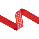 1 1/2" Wired Dupioni Ribbon | Red and Pink Polka Dots w/ Red Backing | 10 Yard Roll